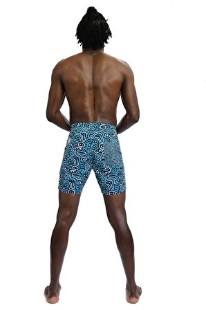 Enzo Stanley Erkek Desenli Lacivert Deniz Şortu