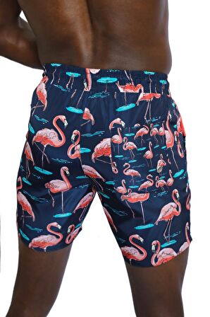 Enzo Stanley Erkek Desenli Lacivert Deniz Şortu