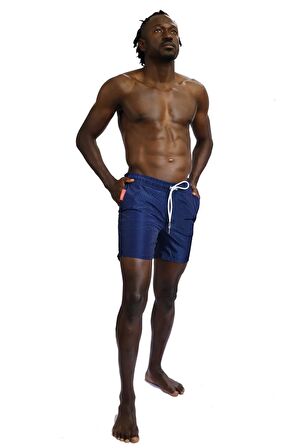 Enzo Stanley Erkek Desenli Lacivert Deniz Şortu