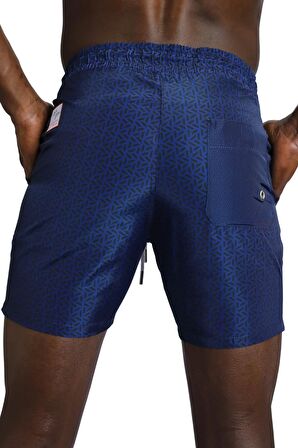 Enzo Stanley Erkek Desenli Lacivert Deniz Şortu
