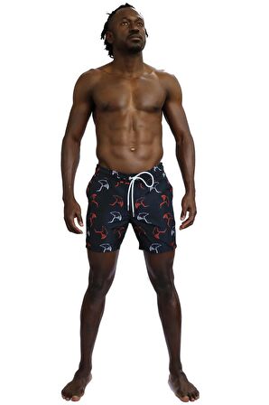 Enzo Stanley Erkek Desenli Lacivert Deniz Şortu