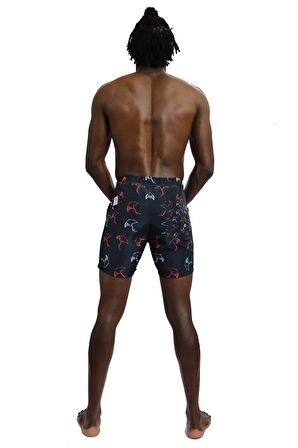 Enzo Stanley Erkek Desenli Lacivert Deniz Şortu