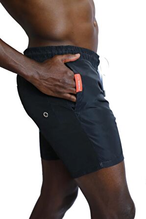 Enzo Stanley Erkek Desenli Siyah Deniz Şortu