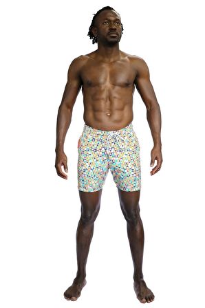 Enzo Stanley Erkek Desenli Renkli Deniz Şortu