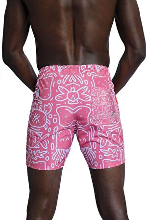 Enzo Stanley Erkek Desenli Pembe Deniz Şortu