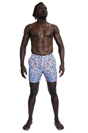 Enzo Stanley Erkek Desenli Renkli Deniz Şortu