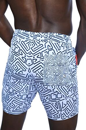 Enzo Stanley Erkek Desenli Beyaz Deniz Şortu