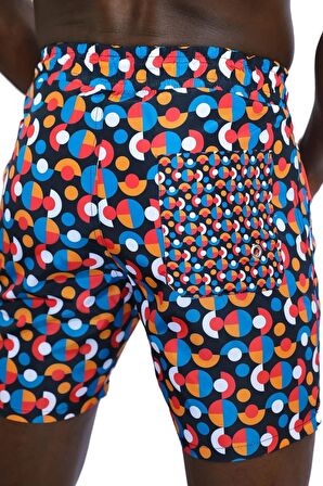 Enzo Stanley Erkek Desenli Siyah Deniz Şortu