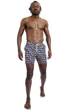 Enzo Stanley Erkek Desenli Renkli Deniz Şortu