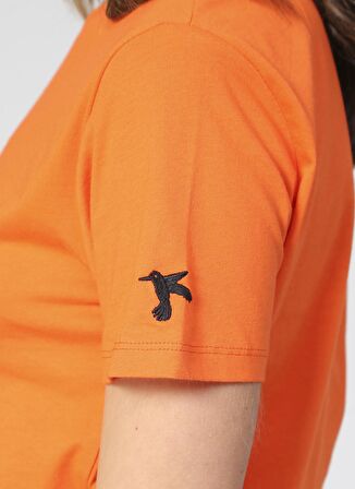 Fabrika Bisiklet Yaka Düz Turuncu Kadın T-Shirt TENGIZ