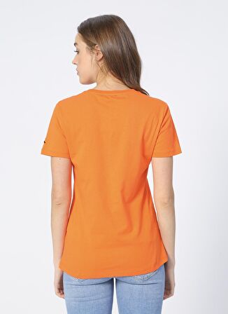 Fabrika Bisiklet Yaka Düz Turuncu Kadın T-Shirt TENGIZ