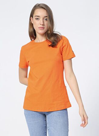 Fabrika Bisiklet Yaka Düz Turuncu Kadın T-Shirt TENGIZ
