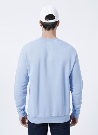 Aeropostale E-Meteor Bisiklet Yaka Regular Fit Baskılı Mavi Erkek Sweatshirt