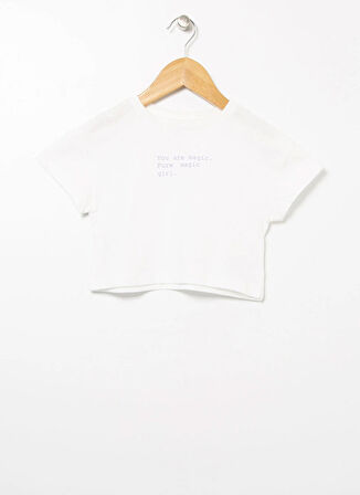 Limon Bsc Gırl 04 Ekru Bisiklet Yaka Kısa Baskılı Kız Çocuk T-Shirt