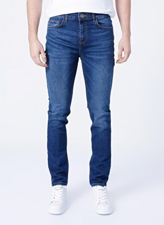 Fabrika Düşük Bel Slim Fit Koyu Mavi Erkek Denim Pantolon 5158