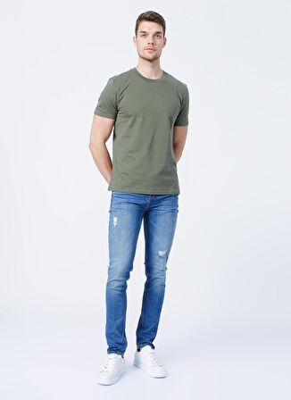 Fabrika Düşük Bel Slim Fit Mavi Erkek Denim Pantolon 5156