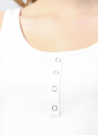 Fabrika K-Boswel U Yaka  Basic Fitilli Beyaz Kadın Atlet