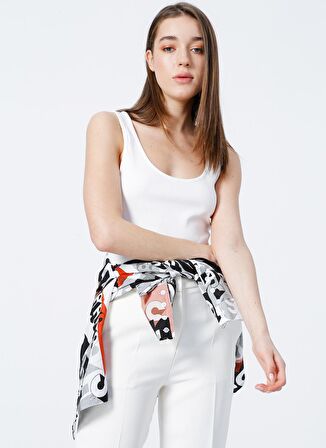 Fabrika U Yaka Basic Fitilli Beyaz Kadın Atlet - K-LORKA