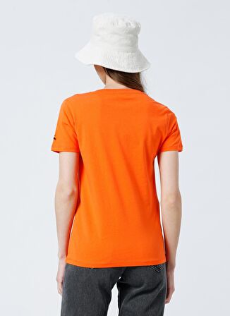 Fabrika Teyo V Yaka Basic Düz Turuncu Kadın T-Shirt