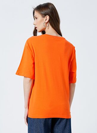 Fabrika Bisiklet Yaka Düz Turuncu Kadın T-Shirt DANTITA