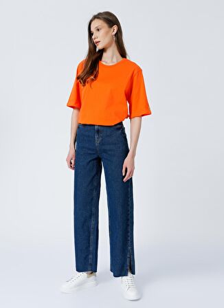 Fabrika Bisiklet Yaka Düz Turuncu Kadın T-Shirt DANTITA