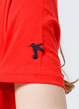 Fabrika Bisiklet Yaka Düz Kırmızı Kadın T-Shirt TENGIZ