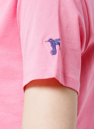 Fabrika Tengiz Bisiklet Yaka Basic Düz Açık Pembe Kadın T-Shirt