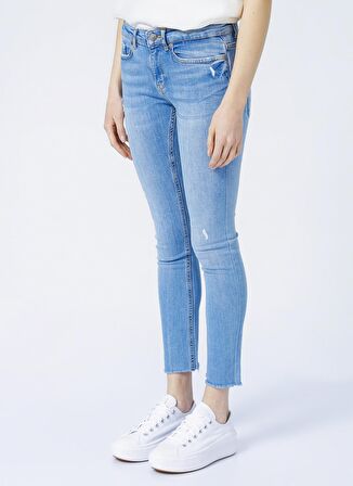 Limon Salford Normal Bel Skinny Fit Düz Açık İndigo Kadın Denim Pantolon