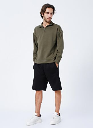 Fabrika E-Hw-21E15 Dik Yaka Basic Düz Haki Erkek Sweatshirt