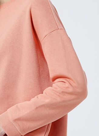 Fabrika Ravello-Y Bisiklet Yaka Crop Düz Pembe Kadın Sweatshirt