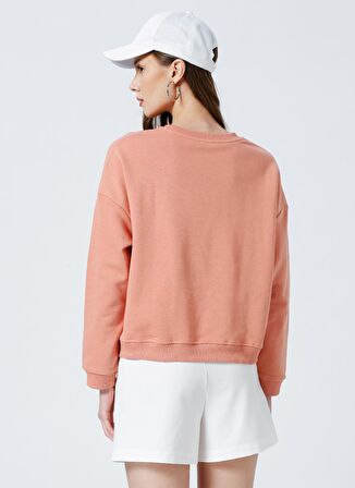 Fabrika Ravello-Y Bisiklet Yaka Crop Düz Pembe Kadın Sweatshirt