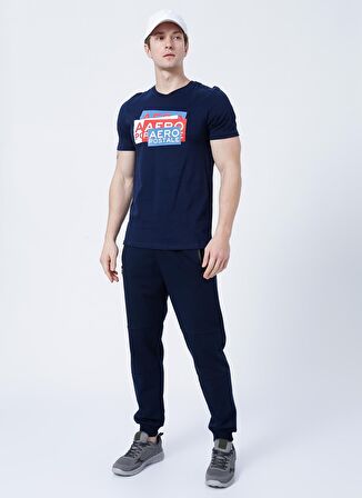 Aeropostale Bisiklet Yaka Standart Kalıp Baskılı Lacivert Erkek T-Shirt - E-ALICE