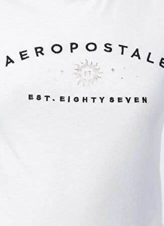 Aeropostale Bisiklet Yaka Standart Kalıp Beyaz Kadın T-Shirt - K-5718