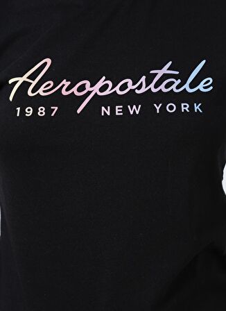 Aeropostale Bisiklet Yaka Standart Kalıp Siyah Kadın T-Shirt - K-5727