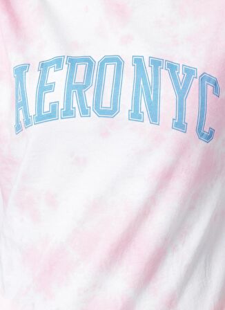 Aeropostale Bisiklet Yaka Standart Kalıp Batik Desenli Kadın Açık Pembe T-Shirt - K-5747