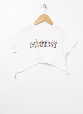 Limon Bisiklet Yaka Crop Baskılı Ekru Kız Çocuk T-Shirt - Starı Gırl