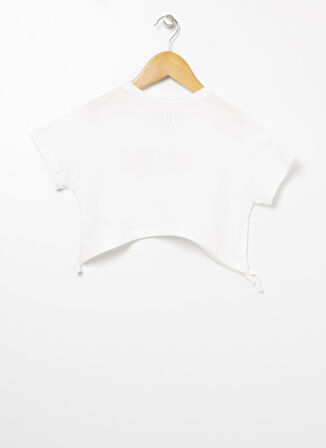 Limon Bisiklet Yaka Crop Baskılı Ekru Kız Çocuk T-Shirt - Starı Gırl