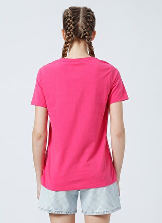 Limon Suns V Yaka Regular Fit Baskılı Pembe Kadın T-Shirt