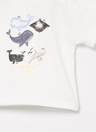 Mammaramma 22SB-08 Bisiklet Yaka Ekru Baskılı Bebek T-Shirt