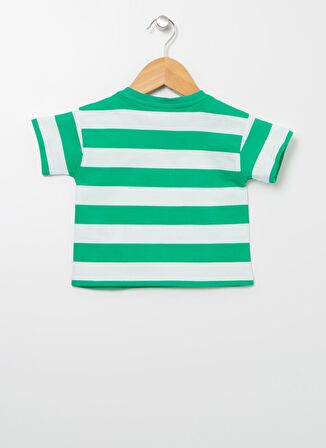 Mammaramma 22SB-62 Bisiklet Yaka Yeşil - Beyaz Baskılı Bebek T-Shirt