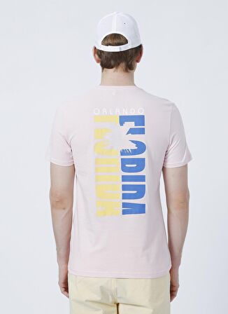 Limon Florida Bisiklet Yaka Baskılı Pembe Erkek T-Shirt