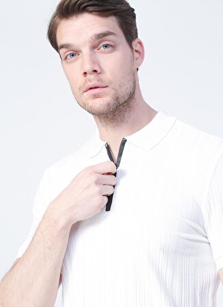Fabrika Polo Yaka Düz Ekru Erkek T-Shirt DAX