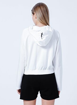 BLACK ON BLACK X AAE Kapüşon Yaka Baskılı Beyaz Kadın Sweatshırt K-BONITA