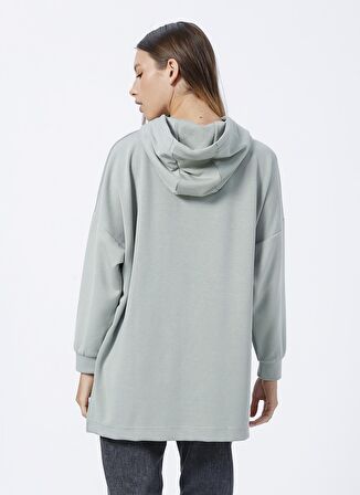 Fabrika Kapüşon Yaka Düz Mint Kadın Sweatshırt K-HW-21B20