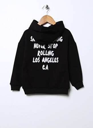 Limon Siyah Erkek Çocuk Kapüşonlu Baskılı Sweatshirt MOMEN BOY