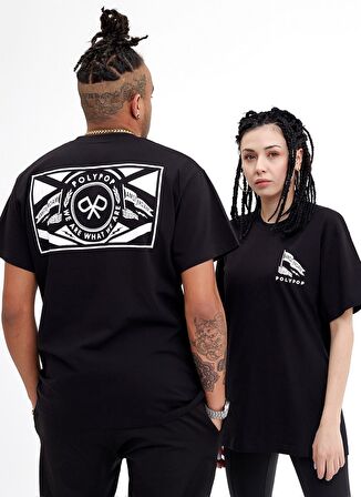 Polypop Siyah Unisex Standart Fit Baskılı T-Shirt