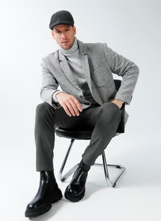Fabrika Slim Fit Gri Erkek Düz Ceket ZEOS
