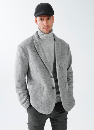 Fabrika Slim Fit Gri Erkek Düz Ceket ZEOS