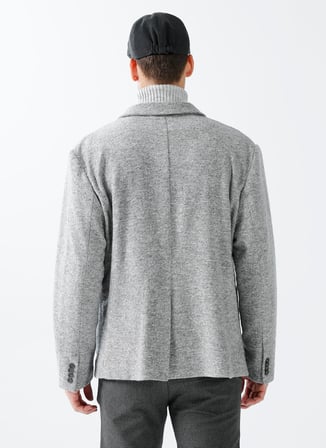 Fabrika Slim Fit Gri Erkek Düz Ceket ZEOS