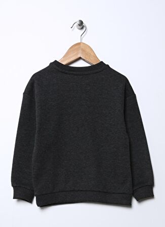 Limon Antrasit Melanj Erkek Çocuk Bisiklet Yaka Baskılı Sweatshirt GLOS BOY